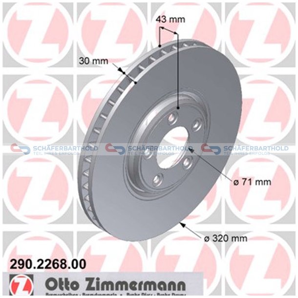 Bremseskive foraksel|-320mm ZIMMERMANN