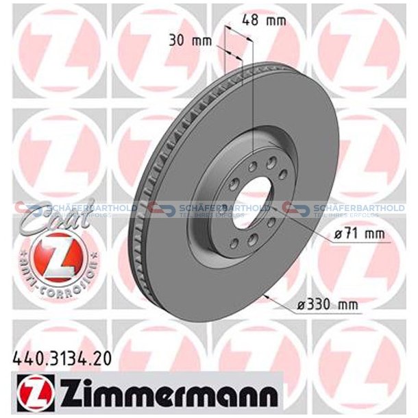 Bremseskive foraksel|-330mm ZIMMERMANN