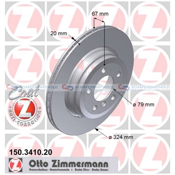 Bremseskive Bagaksel|-324mm ZIMMERMANN