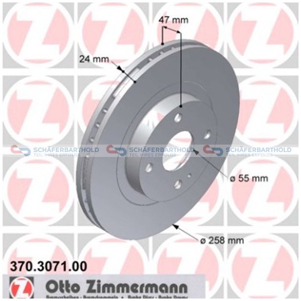 Bremseskive foraksel|-258mm ZIMMERMANN