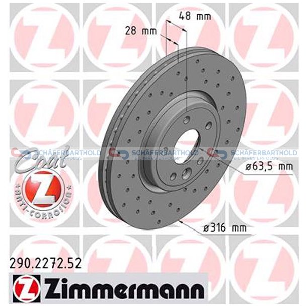 BremseskiveSport foraksel|-316mm|60872 ZIMMERMANN