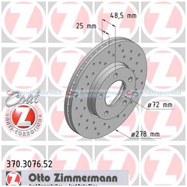 BremseskiveSport foraksel|-278mm ZIMMERMANN