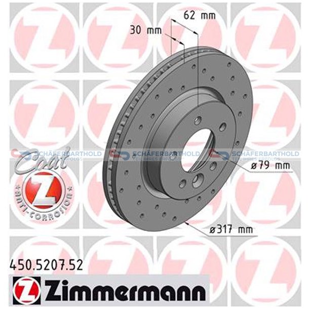 BremseskiveSport foraksel|-317mm ZIMMERMANN