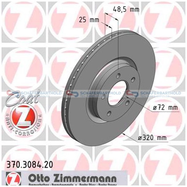 Bremseskive foraksel|-320mm ZIMMERMANN