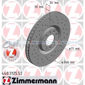 BremseskiveSport foraksel|Ø-340mm ZIMMERMANN