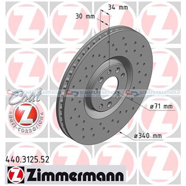 BremseskiveSport foraksel|-340mm ZIMMERMANN