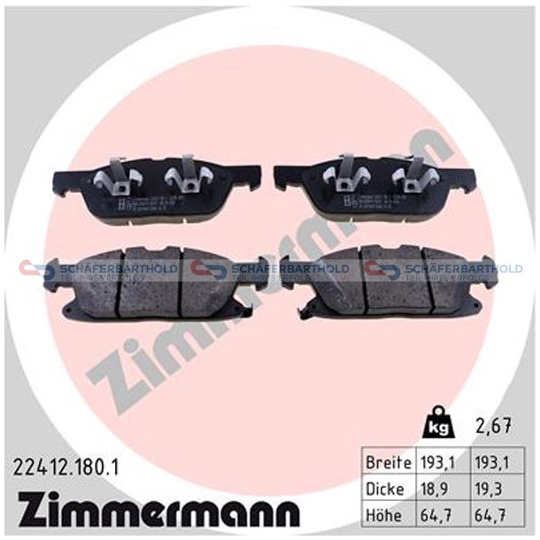 Bremseklodser 19mm|WVA:22412| ZIMMERMANN