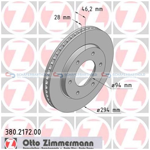 Bremseskive foraksel|-294mm ZIMMERMANN