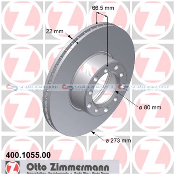 Bremseskive foraksel|-273mm ZIMMERMANN