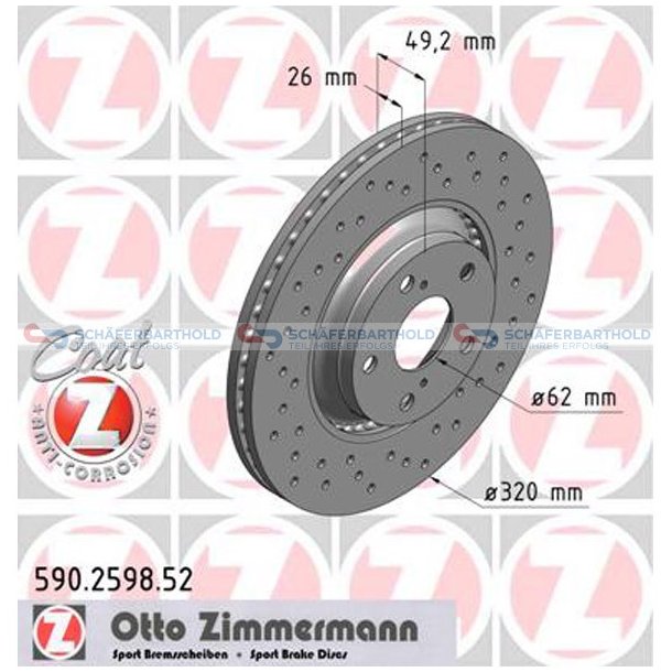 BremseskiveSport foraksel|-320mm ZIMMERMANN