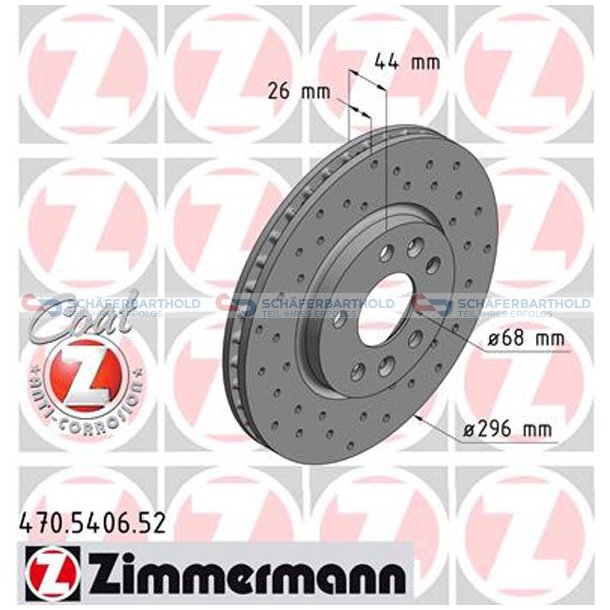 BremseskiveSport foraksel|-296mm|60872 ZIMMERMANN