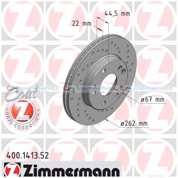 BremseskiveSport foraksel|-262mm ZIMMERMANN