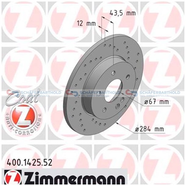 BremseskiveSport foraksel|-284mm ZIMMERMANN