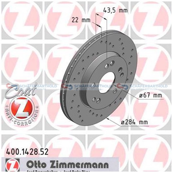 BremseskiveSport foraksel|-284mm ZIMMERMANN