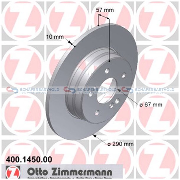 Bremseskive Bagaksel|-290mm ZIMMERMANN