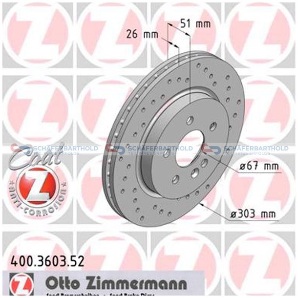 BremseskiveSport foraksel|-303mm ZIMMERMANN