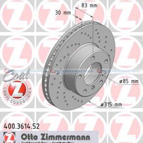 BremseskiveSport foraksel|Ø-315mm ZIMMERMANN