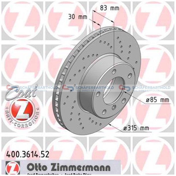 BremseskiveSport foraksel|-315mm ZIMMERMANN