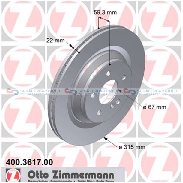 Bremseskive Bagaksel|-315mm ZIMMERMANN