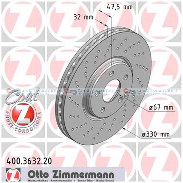 Bremseskive foraksel|-330mm ZIMMERMANN