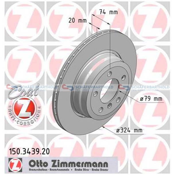 Bremseskive Bagaksel|-324mm ZIMMERMANN