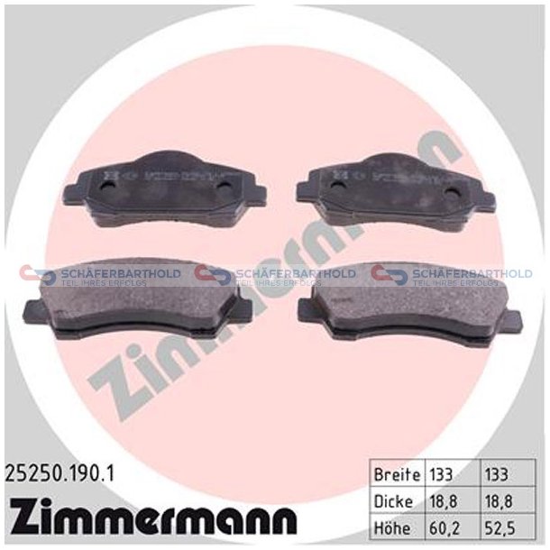 Bremseklodser 19mm|WVA:25250| ZIMMERMANN