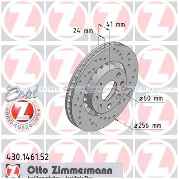 BremseskiveSport foraksel|-256mm ZIMMERMANN