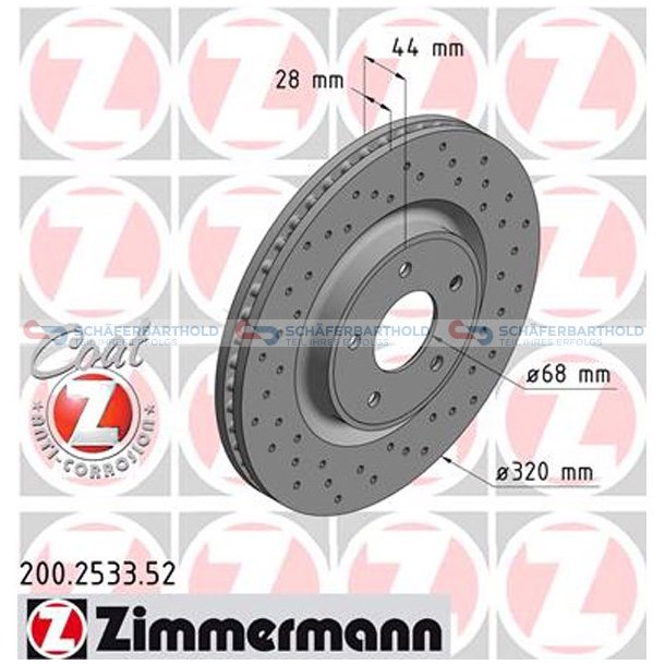 BremseskiveSport foraksel|-320mm ZIMMERMANN