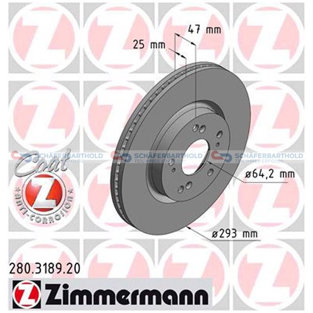 Bremseskive foraksel|-293mm ZIMMERMANN