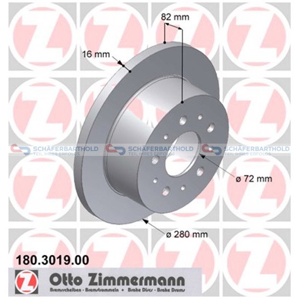 Bremseskive Bagaksel|-280mm ZIMMERMANN