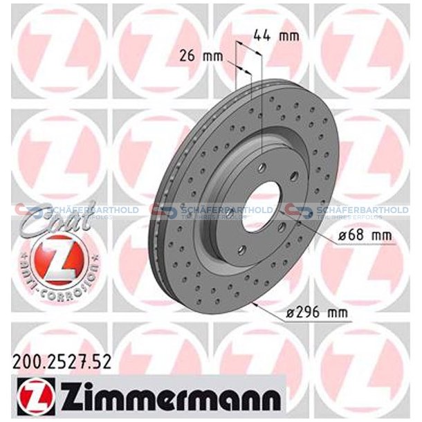 BremseskiveSport for|-296mm|KBA 60872 ZIMMERMANN