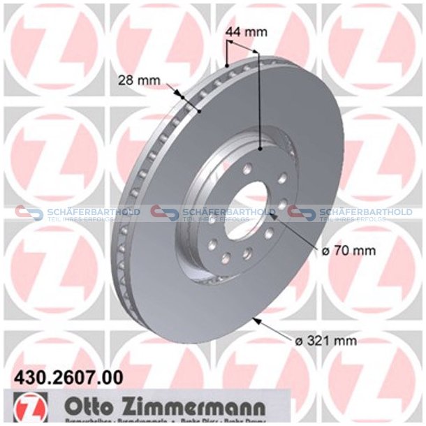 Bremseskive foraksel|-321mm ZIMMERMANN