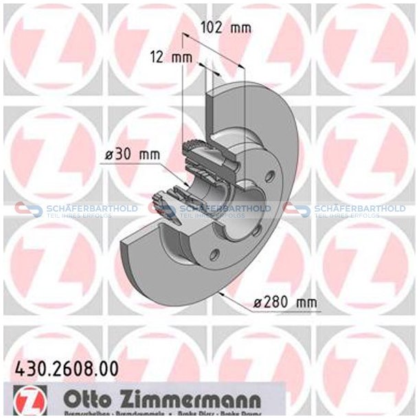 Bremseskive Bagaksel|-280mm ZIMMERMANN