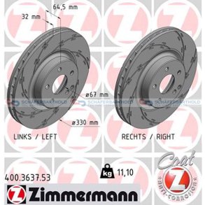 Bremseskive foraksel|Ø-330mm ZIMMERMANN