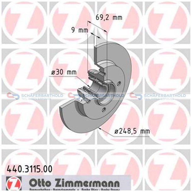 Bremseskive Bagaksel|-248mm ZIMMERMANN