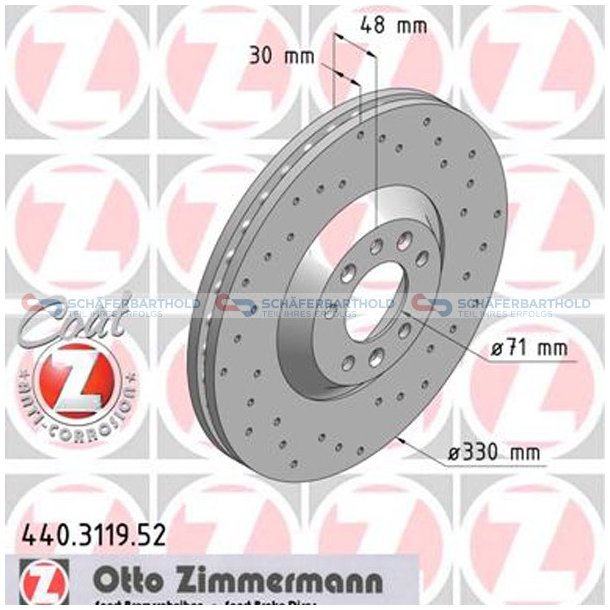 BremseskiveSport foraksel|-330mm ZIMMERMANN