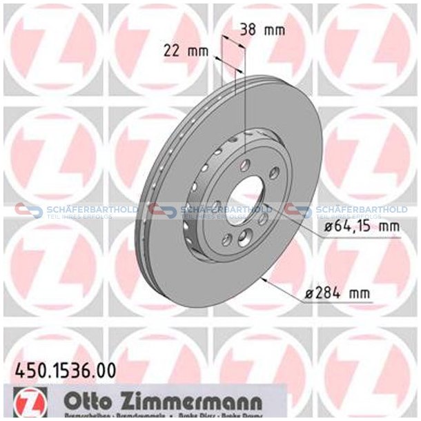 Bremseskive foraksel|-284mm ZIMMERMANN