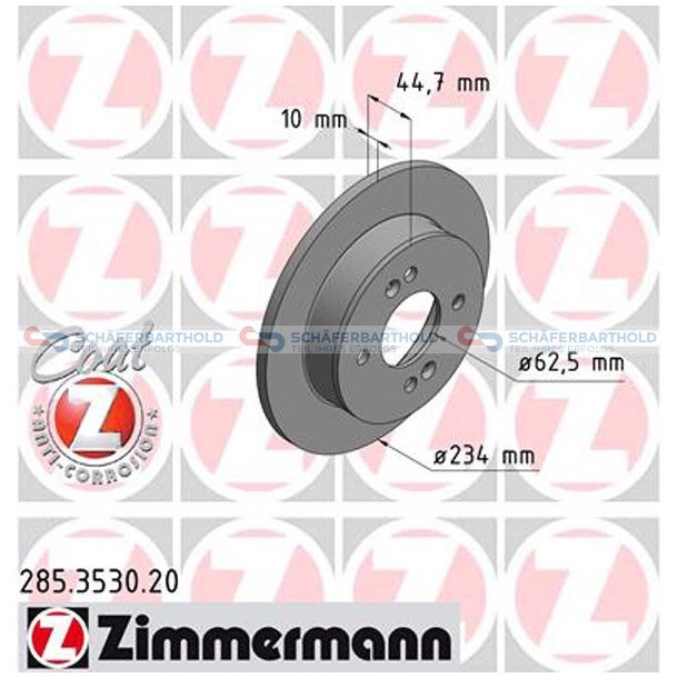 Bremseskive Bagaksel|-234mm ZIMMERMANN