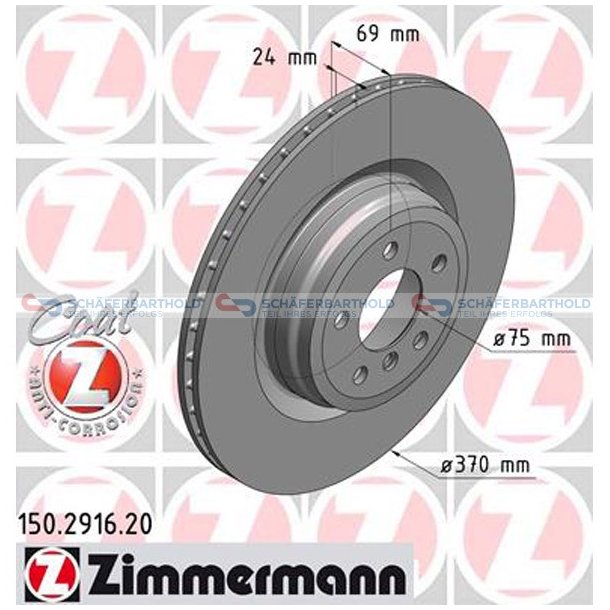 Bremseskive Bagaksel|-370mm ZIMMERMANN