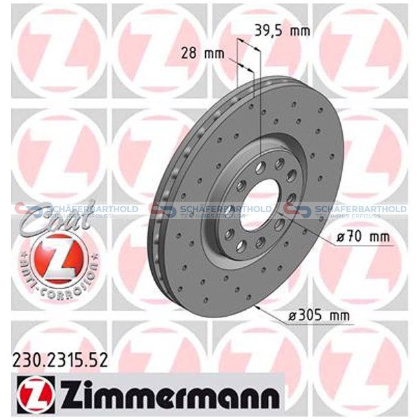 BremseskiveSport foraksel|-305mm|60872 ZIMMERMANN