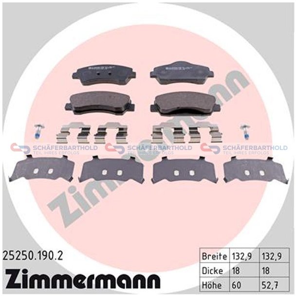 Bremseklodser 19mm|WVA:25250| ZIMMERMANN