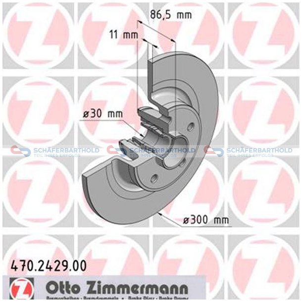 Bremseskive Bagaksel|-300mm ZIMMERMANN