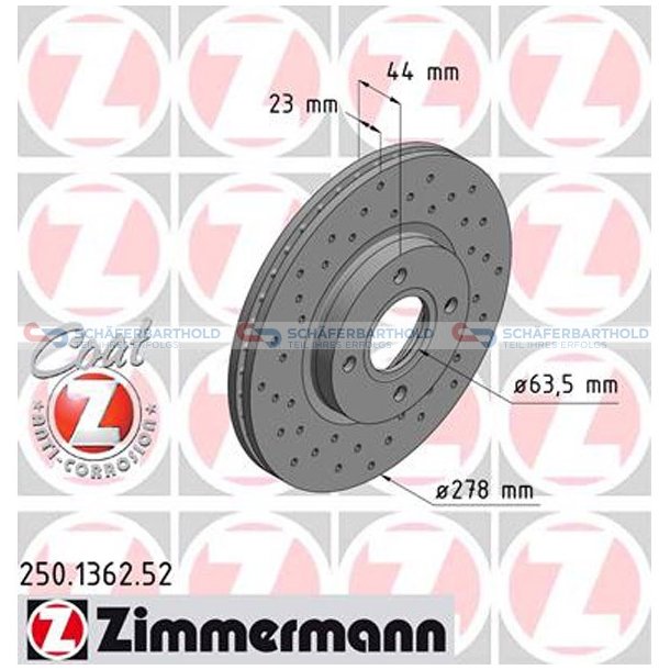 BremseskiveSport foraksel|-278mm ZIMMERMANN