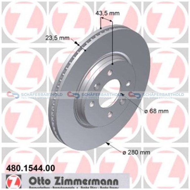 Bremseskive foraksel|-280mm ZIMMERMANN