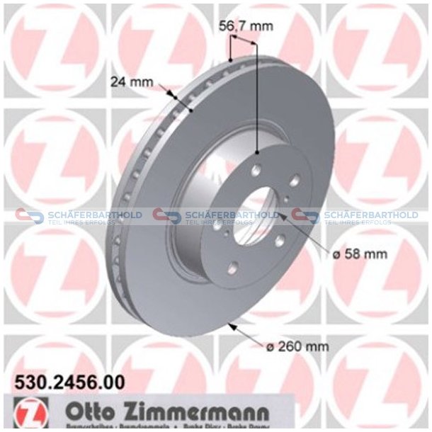 Bremseskive foraksel|-260mm ZIMMERMANN