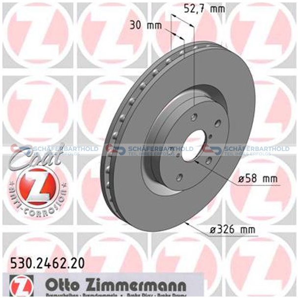 Bremseskive foraksel|-326mm ZIMMERMANN