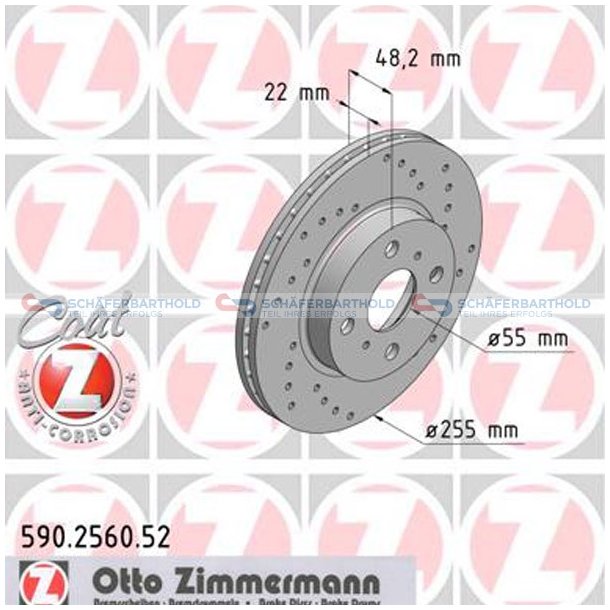 BremseskiveSport foraksel|-255mm ZIMMERMANN