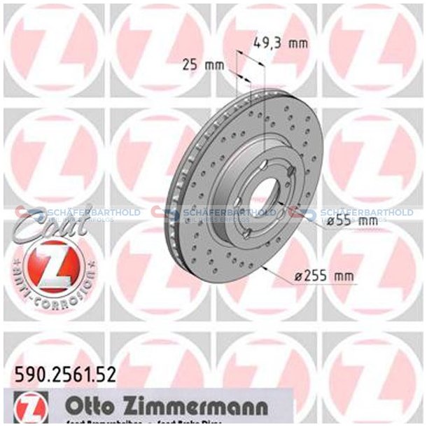 BremseskiveSport foraksel|-255mm ZIMMERMANN