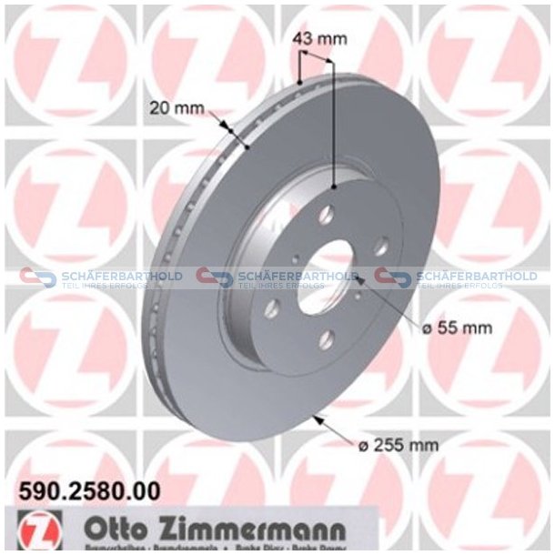 Bremseskive foraksel|-255mm ZIMMERMANN