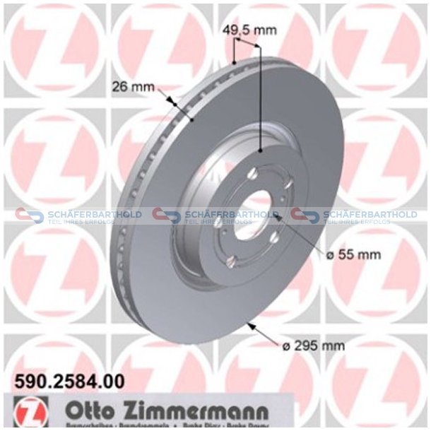 Bremseskive foraksel|-295mm ZIMMERMANN